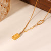 Necklace Stainless Steel Titanium Steel Geometric Gold Brick Pendant Electroplating O Word Chain For Women