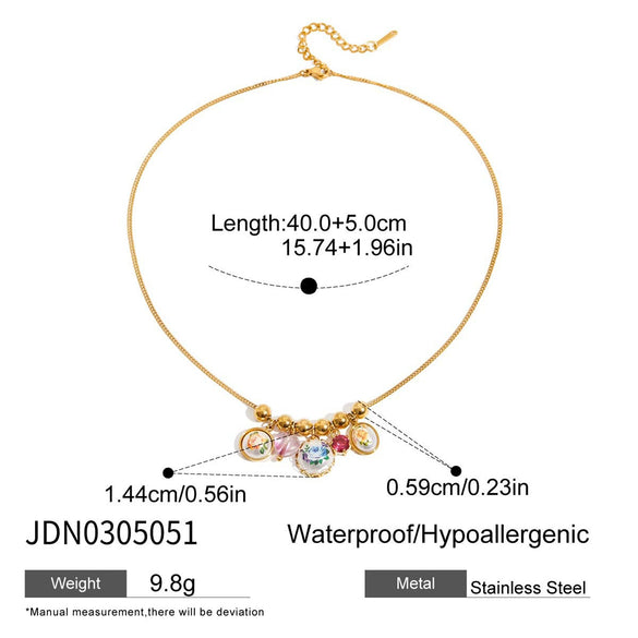 Necklace Stainless Steel Titanium Steel Geometric Heart Pearl Print Rhinestone Electroplating