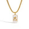 Necklace Stainless Steel Titanium Steel Geometric Oil Drop Printing Bear Pendant Electroplating