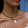 Necklace Stainless Steel Titanium Steel Geometric Oil Drop Printing Bear Pendant Electroplating