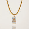 Necklace Stainless Steel Titanium Steel Geometric Oil Drop Printing Bear Pendant Electroplating