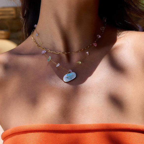 Necklace Stainless Steel Titanium Steel Geometric Pattern Electroplating