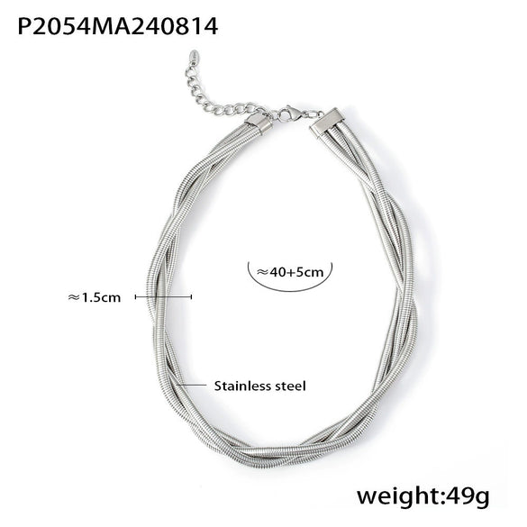 Necklace Stainless Steel Titanium Steel Geometric Punk Style Threewire Winding Electroplated