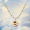 Necklace Stainless Steel Titanium Steel Geometric Rainbow Element Asymmetrical Horseshoe U Shaped Inlaid Zirconium Electroplating