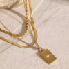 Necklace Stainless Steel Titanium Steel Geometric Star Square Pendant Three Layer Chain Electroplating Design