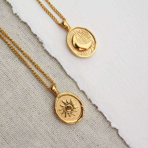 Necklace Stainless Steel Titanium Steel Geometric Sun Moon Round Coin Electroplating