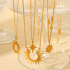 Necklace Stainless Steel Titanium Steel Geometric Sunflower Pendant Electroplated Ochain Women's