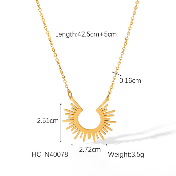 Necklace Stainless Steel Titanium Steel Geometric Sunflower Pendant Electroplated Ochain Women's