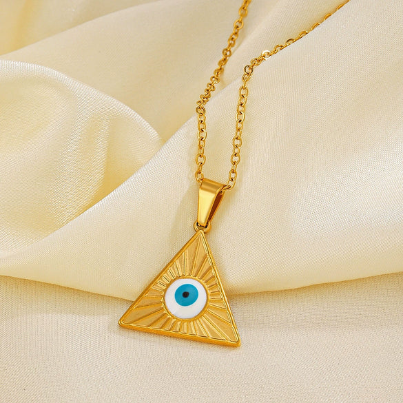 Necklace Stainless Steel Titanium Steel Geometric Triangle Electroplating French Retro Design For Ladies
