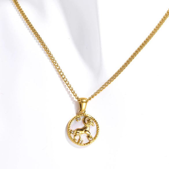 Necklace Stainless Steel Titanium Steel Geometric Twelve Constellations Furnace Vacuum Plating 18K Gold Color Preservation