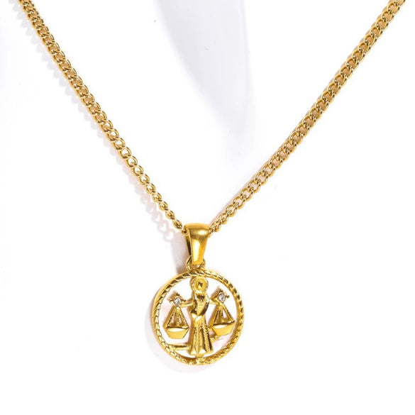 Necklace Stainless Steel Titanium Steel Geometric Twelve Constellations Furnace Vacuum Plating 18K Gold Color Preservation