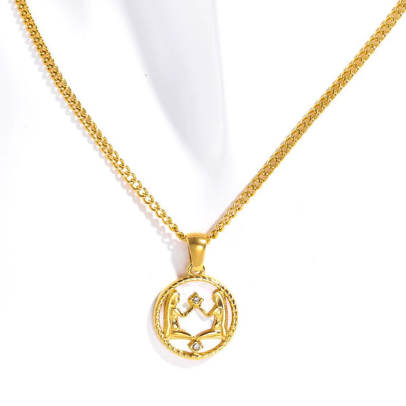 Necklace Stainless Steel Titanium Steel Geometric Twelve Constellations Furnace Vacuum Plating 18K Gold Color Preservation
