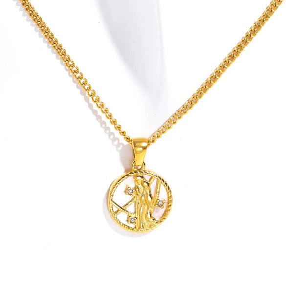 Necklace Stainless Steel Titanium Steel Geometric Twelve Constellations Furnace Vacuum Plating 18K Gold Color Preservation