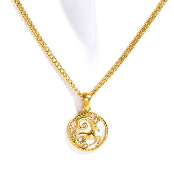 Necklace Stainless Steel Titanium Steel Geometric Twelve Constellations Furnace Vacuum Plating 18K Gold Color Preservation