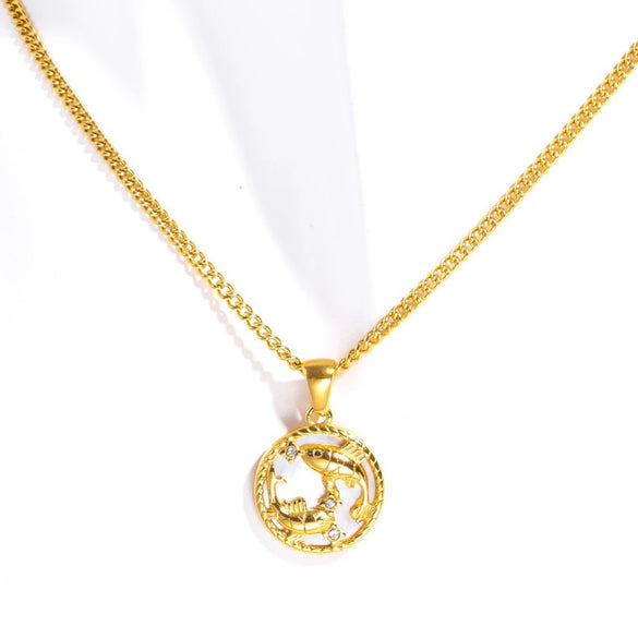 Necklace Stainless Steel Titanium Steel Geometric Twelve Constellations Furnace Vacuum Plating 18K Gold Color Preservation