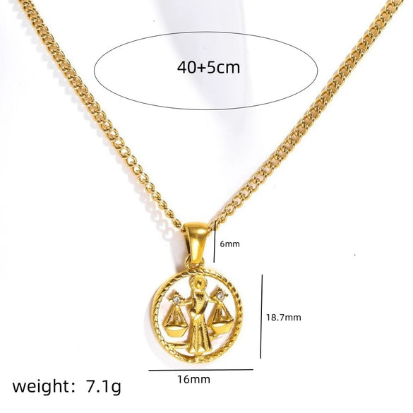 Necklace Stainless Steel Titanium Steel Geometric Twelve Constellations Furnace Vacuum Plating 18K Gold Color Preservation