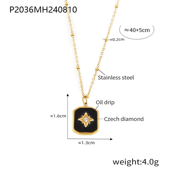 Necklace 316L Stainless Steel 316L Stainless Steel Gold Plated Geometric Pattern Retro Style