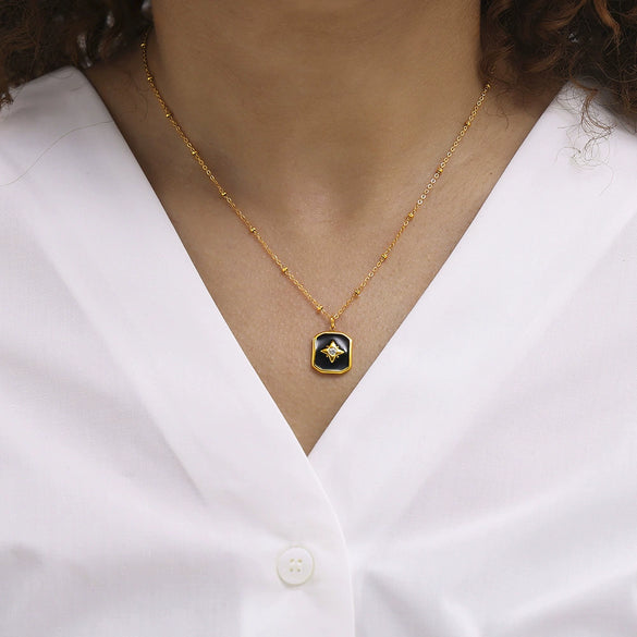 Necklace 316L Stainless Steel 316L Stainless Steel Gold Plated Geometric Pattern Retro Style