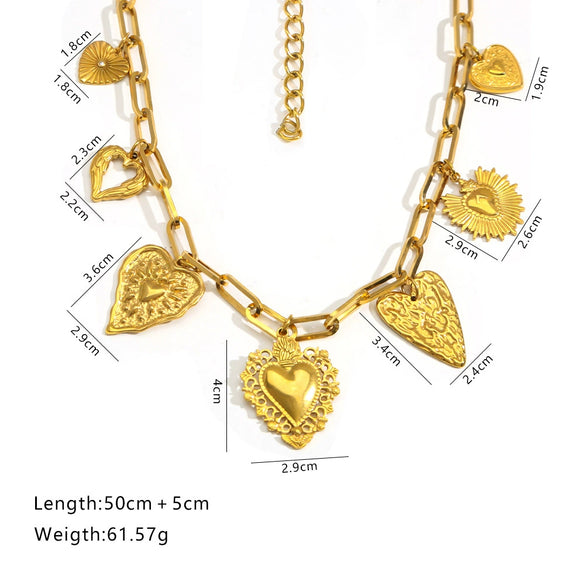 Necklace Stainless Steel Titanium Steel Heart Shape Electroplated 18K Gold For Women