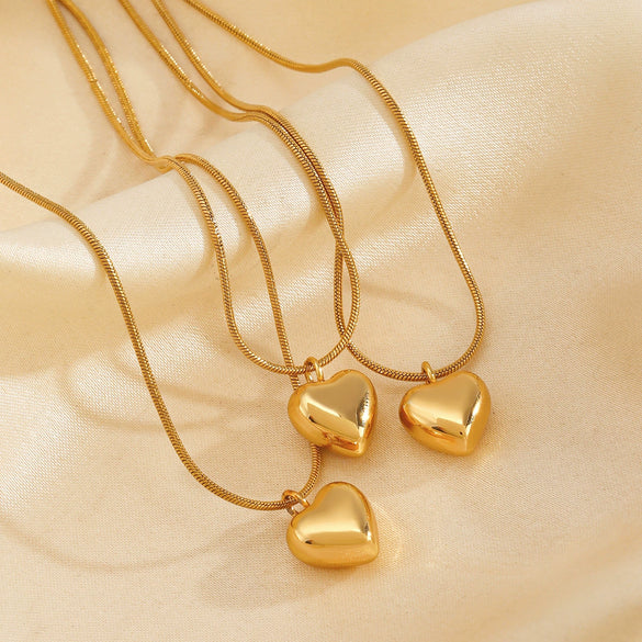 Necklace Stainless Steel Titanium Steel Heart Shape Electroplating Women's