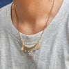 Necklace Stainless Steel Titanium Steel Hiphop Style Irregular Small Sun Turquoise Pendant With Flower And Leaf Patterns Electroplated Snake Bone Chain For Women
