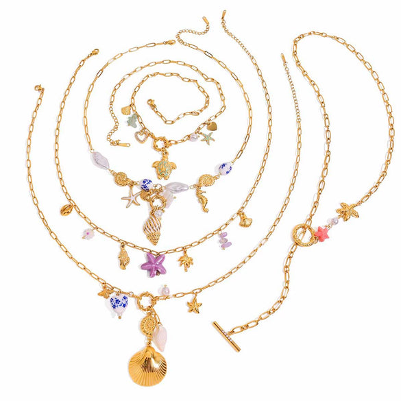Necklace Stainless Steel Titanium Steel Marine Elements Electroplating Women