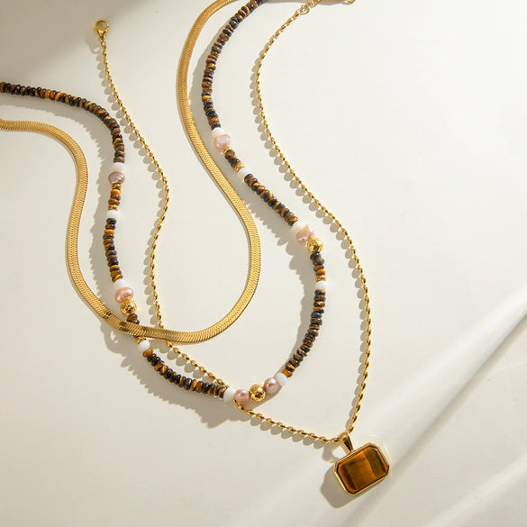 Necklace Stainless Steel Titanium Steel Natural Geometric Electroplating