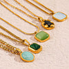 Necklace Stainless Steel Titanium Steel Natural Stone Inlaid Geometric Electroplating Style For Women