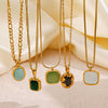 Necklace Stainless Steel Titanium Steel Natural Stone Inlaid Geometric Electroplating Style For Women