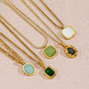 Necklace Stainless Steel Titanium Steel Natural Stone Inlaid Geometric Electroplating Style For Women