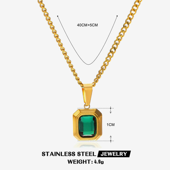 Necklace Stainless Steel Titanium Steel Natural Stone Inlaid Geometric Electroplating Style For Women