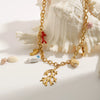 Necklace Stainless Steel Titanium Steel Ocean Beach Coral Shell Pendant Electroplating Women's