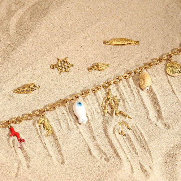 Necklace Stainless Steel Titanium Steel Ocean Beach Coral Shell Pendant Electroplating Women's