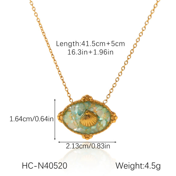 Necklace Stainless Steel Titanium Steel Ocean Wind Starfish Shell Drop Glue Pendant Geometric Electroplating Women's