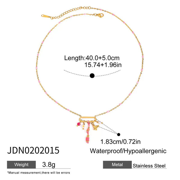 Necklace Stainless Steel Titanium Steel Oil Dropping Style Electroplating