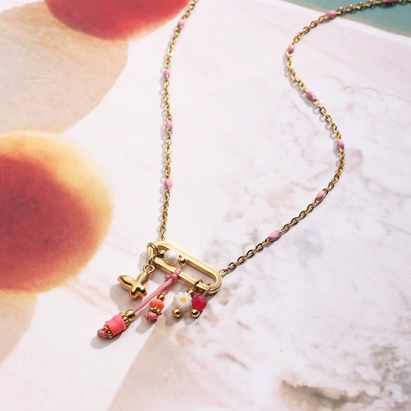 Necklace Stainless Steel Titanium Steel Oil Dropping Style Electroplating