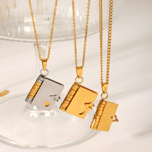 Necklace Stainless Steel Titanium Steel Openable Pendant Love Letter Geometric Electroplating O Word Chain Nonfading Jewelry For Women