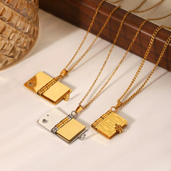 Necklace Stainless Steel Titanium Steel Openable Pendant Love Letter Geometric Electroplating O Word Chain Nonfading Jewelry For Women