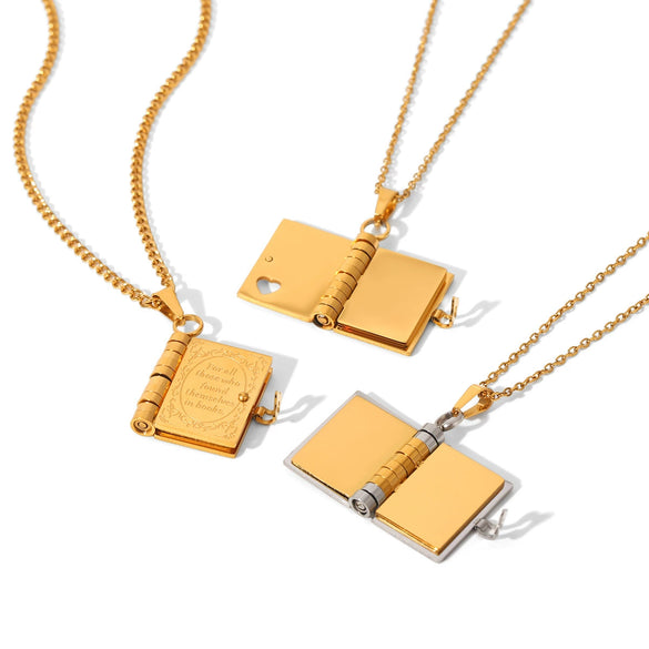 Necklace Stainless Steel Titanium Steel Openable Pendant Love Letter Geometric Electroplating O Word Chain Nonfading Jewelry For Women