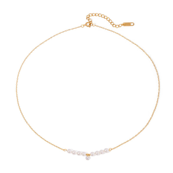 Necklace Stainless Steel Titanium Steel Pearl Zircon Geometric Electroplating For Women