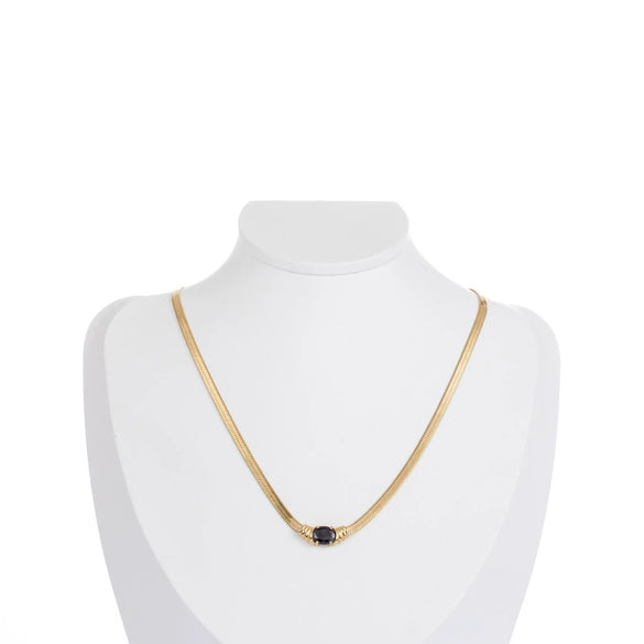 Necklace Stainless Steel Titanium Steel Snake Bone Chain Oval Zircon Geometric Electroplating Women's Jewelry