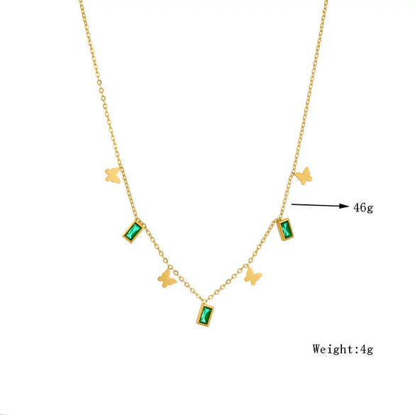 Necklace Stainless Steel Titanium Steel Square Butterfly Pendant Chain Electroplating Fashion Retro Allmatch Women's Accessories