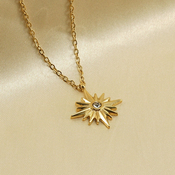 Necklace 316L Stainless Steel 316L Stainless Steel Star Pendant Chain Women's High Sense Vacuum Plated 18K Electroplated