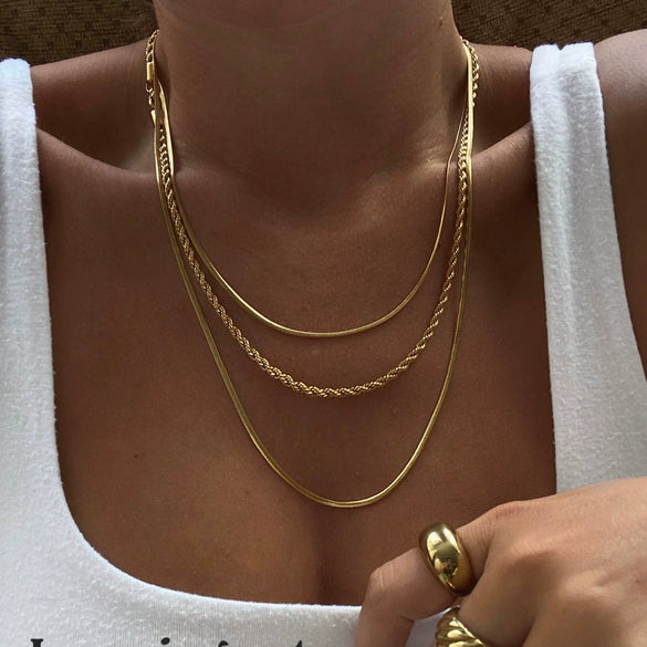 Necklace Stainless Steel Ushaped Ins Style Snake Bone Chain Electroplating