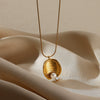 Necklace Stainless Steel Zircon Pearl Antique Love Pendant Geometric Electroplated