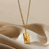 Necklace Stainless Steel Zircon Pearl Antique Love Pendant Geometric Electroplated