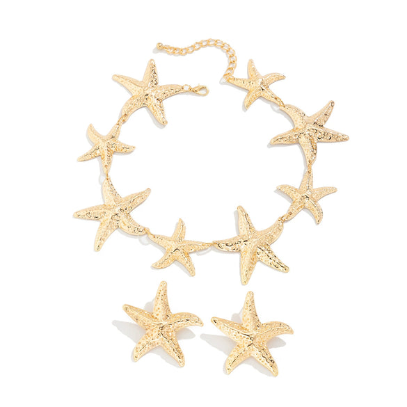 Necklace Starfish Pendant Iron Geometric Style Electroplating For Women