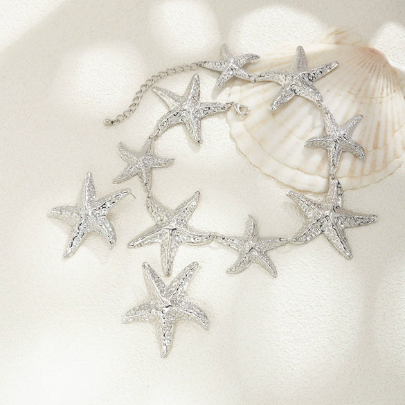 Necklace Starfish Pendant Iron Geometric Style Electroplating For Women