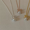 Necklace 925 Sterling Silver Bow Pearl Geometric Electroplating