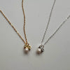 Necklace 925 Sterling Silver Bow Pearl Snake Bone Chain Geometric Style Electroplated
